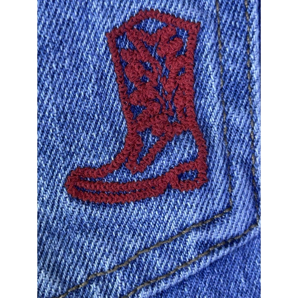 A&F High Rise 90's Relaxed Size 30 Med. Blue Color Cowboy Boot Embroidery - Picture 4 of 8